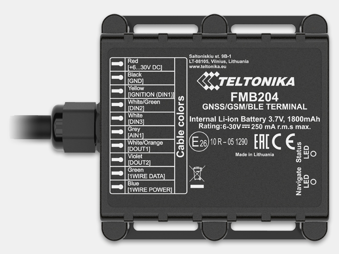 FMB204 (водонепроницаемый ГЛОНАСС/GPS-трекер) от Teltonika технические характеристики