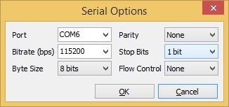 Рис. 8. Окно настроек Serial Options