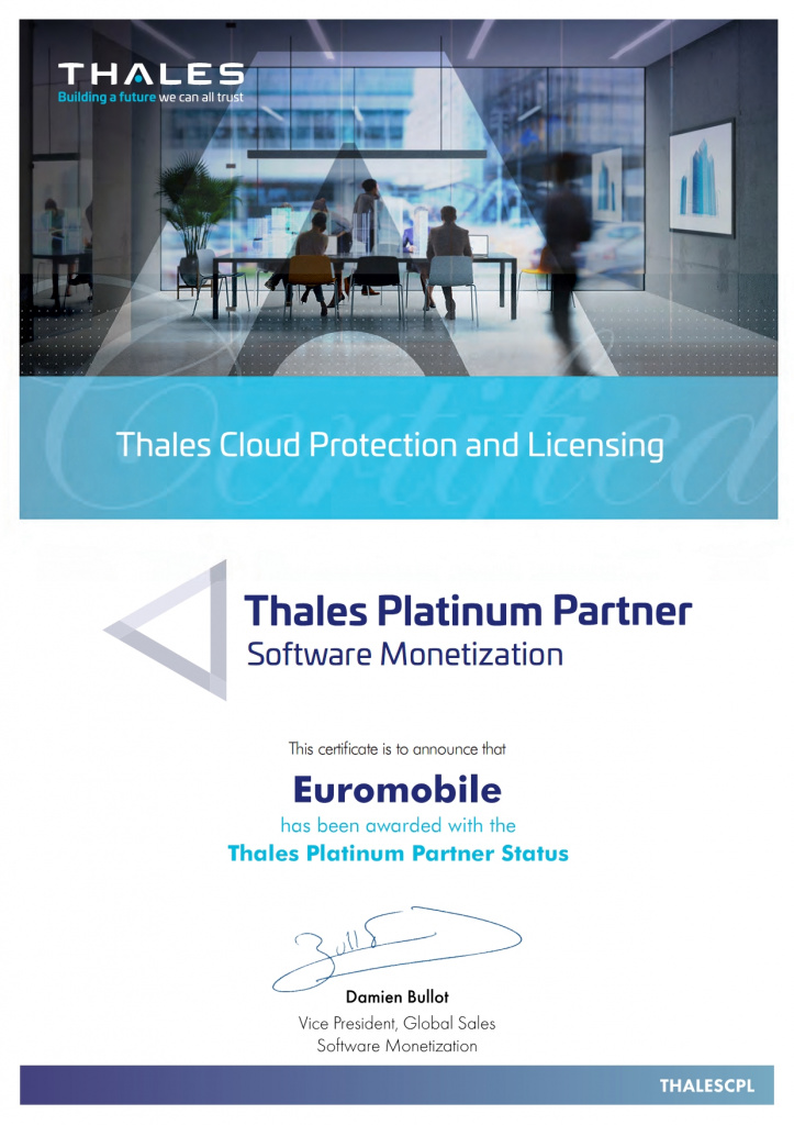 Thales Euromobile Partner Certificate Platinum 2022
