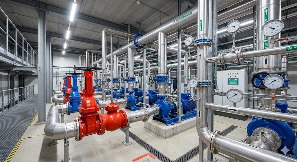 Технологичное оборудование и трубы внутри современной промышленной насосной станции.jpg Технологичное оборудование и трубы внутри современной промышленной насосной станции.jpg
