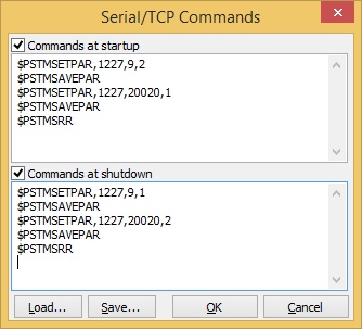 Рис. 9. Окно настроек SerialTCP Commands