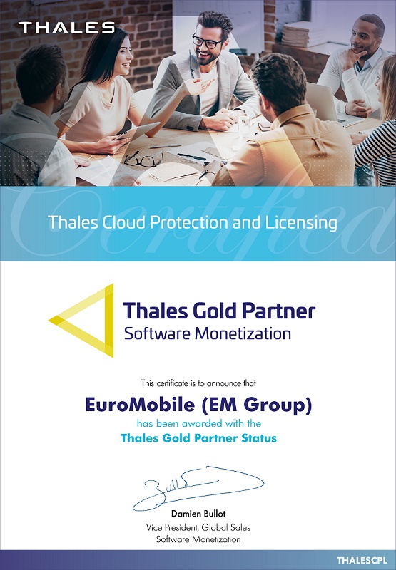 Статус Golden Partner Software Monetization Sentinel Thales