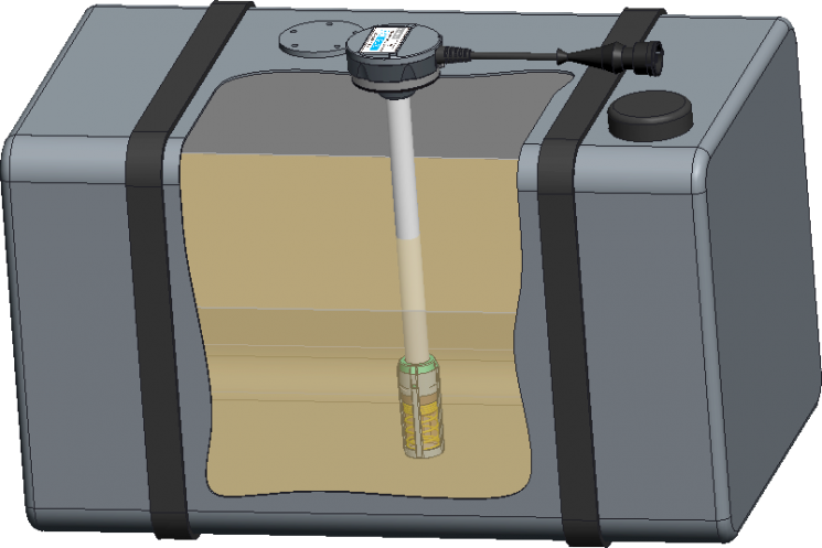 Датчик уровня топлива DUT-E установлен в топливный бак автомобиля